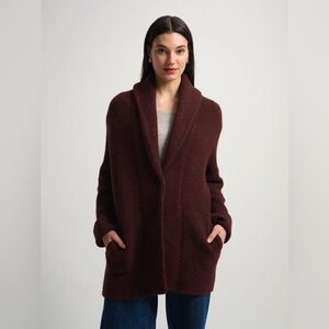 White + Warren Brushed Burgundy Brushed Lofty Blend Shawl Collar Coat 20495